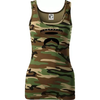 Dámské tričko Mexican Mustache - Dámské Maskáčové tílko - XL ( Hnědý maskáč )