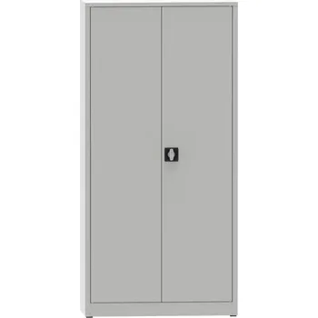 Svařovaná, policová skříň s dvoukřídlými dveřmi, v x š x h: 1950x950x500 mm, 4 police 80 kg, barva šedá RAL7035