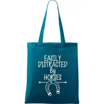 Easily Distracted by Horse - Taška bavlněná - 42 x 38 cm ( Petrolejová )