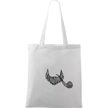 Mustache fajfka - Taška bavlněná - 42 x 38 cm ( Bílá )