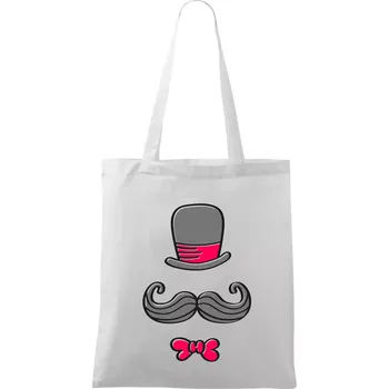 Kitty Mustache - Taška bavlněná - 42 x 38 cm ( Bílá )
