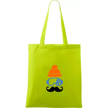 Lyžař knírač - Taška bavlněná - 42 x 38 cm ( Limetková )