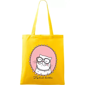 Pyšná kočka růžová - Taška bavlněná - 42 x 38 cm ( Žlutá )