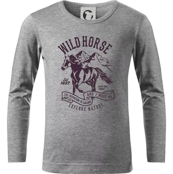 Chlapecké tričko Wild Horse - Triko dětské Long Sleeve - 104-110cm / 3-4 roky ( Tmavě šedý melír )