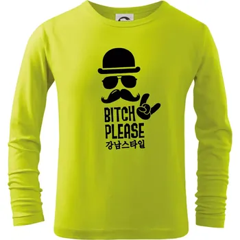 Chlapecké oblečení Bitch please! Mustache - Triko dětské Long Sleeve - 146 cm/10 let ( Limetková )