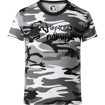 Chlapecké tričko Lepší než nákupák - Dětské maskáčové triko - 146 cm/10 let ( Šedý maskáč )