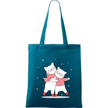 Nákupní taška Kočky ve svetru - Taška bavlněná - 42 x 38 cm ( Petrolejová )