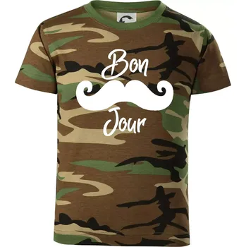 Chlapecké tričko Mustache Bon Jour - Dětské maskáčové triko - 134 cm/8 let ( Hnědý maskáč )