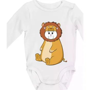 Kočka v převleku lva - Body kojenecké s dlouhým rukávem - Dlouhý r. 3-6 měs ( Bílá )