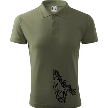 Pánská košile Kůň běžící - Polokošile pánská Pique Polo 203 - 4XL ( Khaki )
