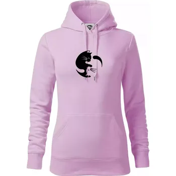 Dámská mikina Kočka - Jin jang - Mikina dámská Cape s kapucí - XS ( Orchid )