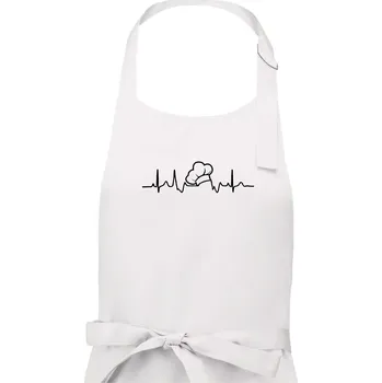 Kuchyňská zástěra EKG kuchařská čepice - Dámská zástěra na vaření - Univerzální velikost ( Bílá )
