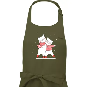 Kuchyňská zástěra Kočky ve svetru - Pánská zástěra na vaření - Univerzální velikost ( Khaki )