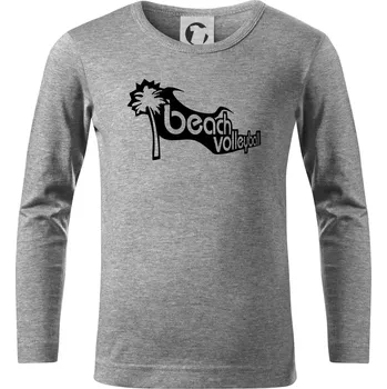 Chlapecké tričko Beach volleyball obrys - Triko dětské Long Sleeve - 122 cm/6 let ( Tmavě šedý melír )