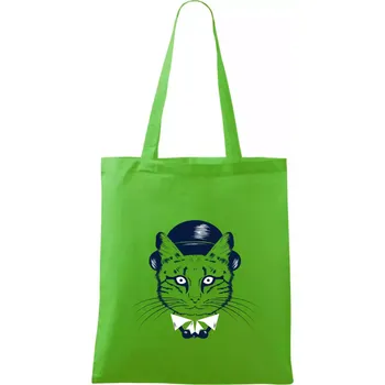 Kočka hipster s kloboukem - Taška bavlněná - 42 x 38 cm ( Apple Green )