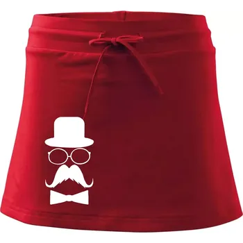 Dámská sukně Mustache pán - Sportovní sukně - two in one - L ( Červená )