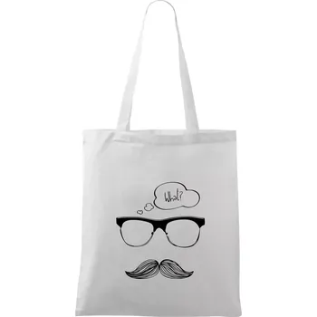 Mustache what? - Taška bavlněná - 42 x 38 cm ( Bílá )