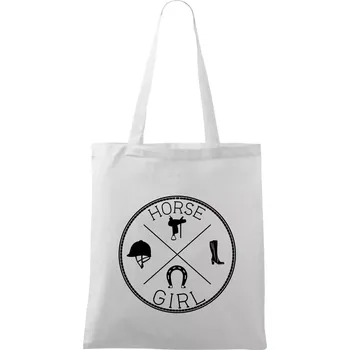 Horse Girl kruh - Taška bavlněná - 42 x 38 cm ( Bílá )