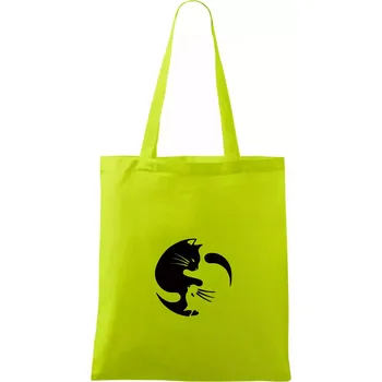 Kočka - Jin jang - Taška bavlněná - 42 x 38 cm ( Limetková )