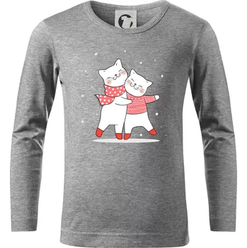 Chlapecké tričko Kočky ve svetru - Triko dětské Long Sleeve - 122 cm/6 let ( Tmavě šedý melír )