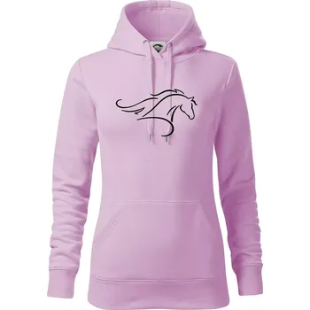 Dámská mikina Kůň - bežící silueta hlavy - Mikina dámská Cape s kapucí - XS ( Orchid )