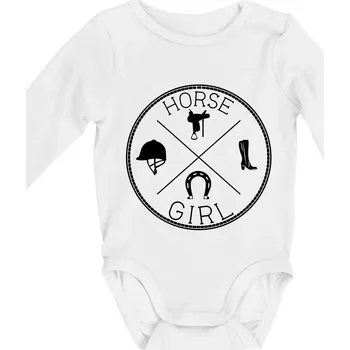 Horse Girl kruh - Body kojenecké s dlouhým rukávem - Dlouhý r. 6-12 měs ( Bílá )
