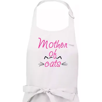 Kuchyňská zástěra Mother of cats - Dámská zástěra na vaření - Univerzální velikost ( Bílá )