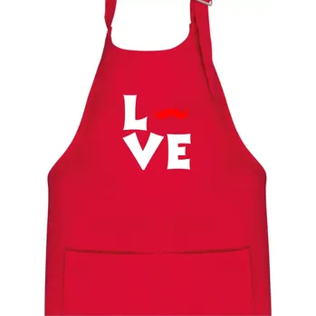 Kuchyňská zástěra Love mustache - Dětská zástěra na vaření - Univerzální velikost ( Červená )