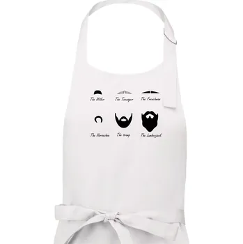 Kuchyňská zástěra Types of men - Mustache - knírek - Pánská zástěra na vaření - Univerzální velikost ( Bílá )