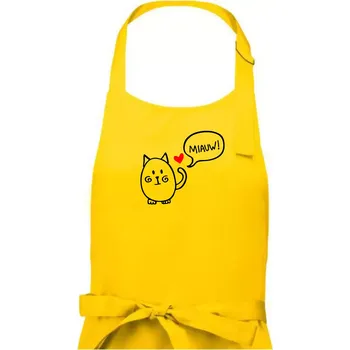 Kuchyňská zástěra Tlustá kočka - Pánská zástěra na vaření - Univerzální velikost ( Žlutá )