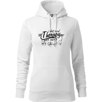 Dámská mikina I dont need therapy - i need my cat - Mikina dámská Cape s kapucí - M ( Bílá )