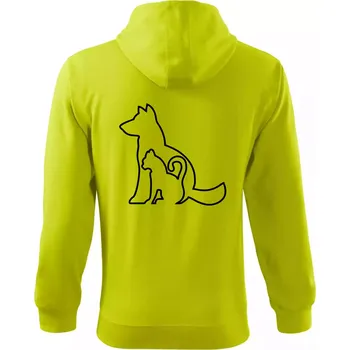 Pánská móda Kočkopes - Mikina s kapucí na zip trendy zipper - 2XL ( Limetková )