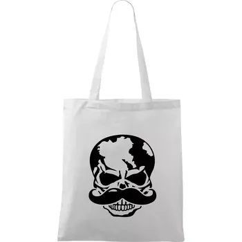 Nákupní taška Mustache lebka - Taška bavlněná - 42 x 38 cm ( Bílá )