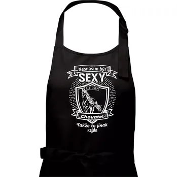 Kuchyňská zástěra Nesnáším být sexy - chovatel koní erb - Pánská zástěra na vaření - Univerzální velikost ( Černá )