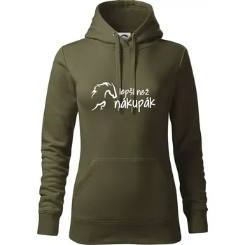 Dámská mikina Lepší než nákupák - Mikina dámská Cape s kapucí - M ( Military )
