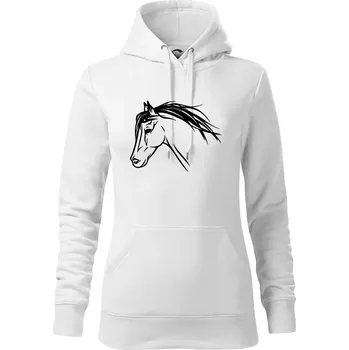 Dámská mikina Kůň - hlava celá - Mikina dámská Cape s kapucí - L ( Bílá )