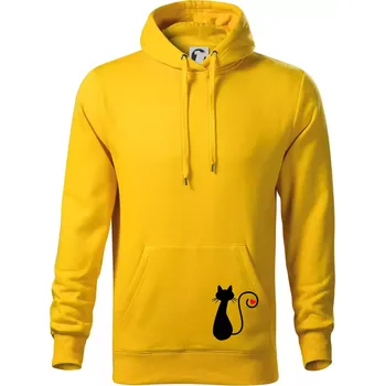 Pánská mikina Zamilovaná kočka ocásek - Mikina pánská Cape s kapucí - XL ( Žlutá )