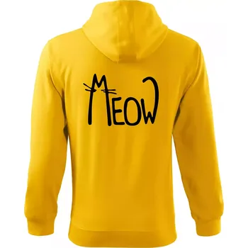 Pánská mikina Meow - Mňau - Mikina s kapucí na zip trendy zipper - M ( Žlutá )