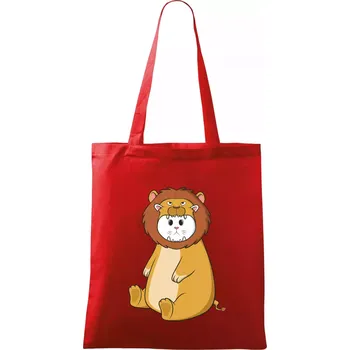 Nákupní taška Kočka v převleku lva - Taška bavlněná - 42 x 38 cm ( Červená )