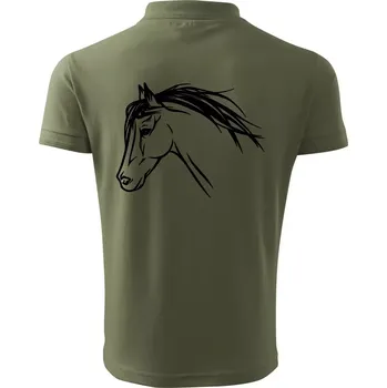 Pánská košile Kůň - hlava celá - Polokošile pánská Pique Polo 203 - 4XL ( Khaki )