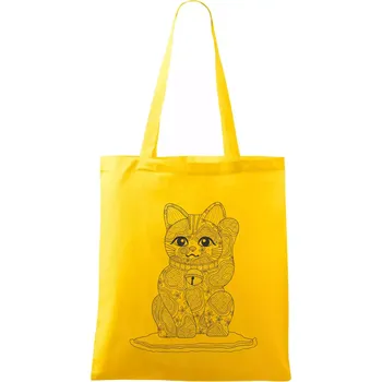 Nákupní taška Kočka mávající mandala - Taška bavlněná - 42 x 38 cm ( Žlutá )