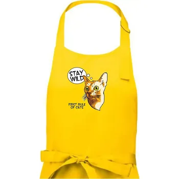 Kuchyňská zástěra Kočka stay wild - Pánská zástěra na vaření - Univerzální velikost ( Žlutá )