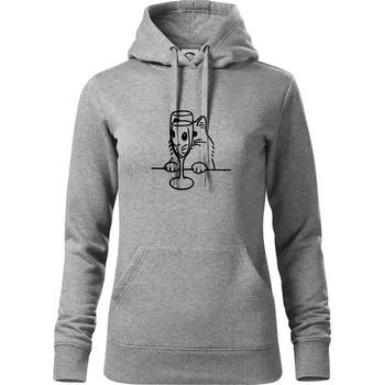 Dámská mikina Kočka a sklínka - Mikina dámská Cape s kapucí - XL ( Tmavě šedý melír )