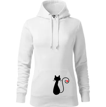 Dámská mikina Zamilovaná kočka ocásek - Mikina dámská Cape s kapucí - S ( Bílá )
