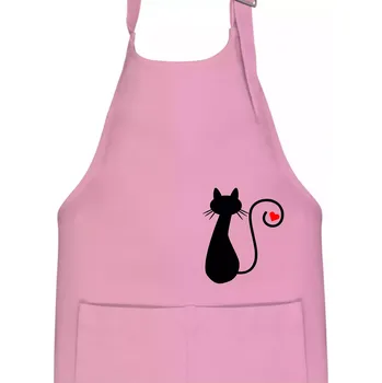 Kuchyňská zástěra Zamilovaná kočka ocásek - Dětská zástěra na vaření - Univerzální velikost ( Růžová )