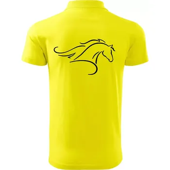 Pánská košile Kůň - bežící silueta hlavy - Polokošile pánská Pique Polo 203 - 5XL ( Citrónová )