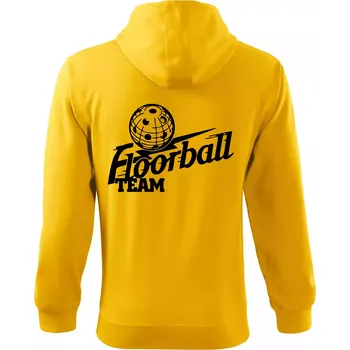 Pánská mikina Florbal team - Mikina s kapucí na zip trendy zipper - S ( Žlutá )