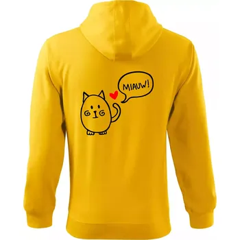 Pánská mikina Tlustá kočka - Mikina s kapucí na zip trendy zipper - S ( Žlutá )