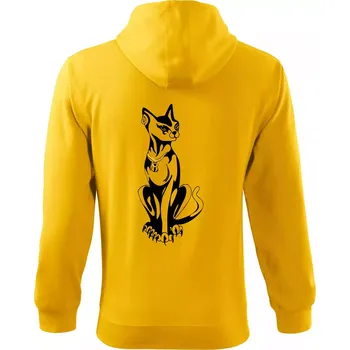 Pánská mikina Kočka - Egyptská kočka - Mikina s kapucí na zip trendy zipper - S ( Žlutá )