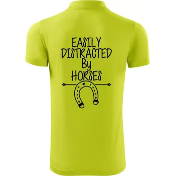 Pánská košile Easily Distracted by Horse - Polokošile Victory sportovní (dresovina) - XL ( Limetková )